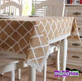 Toalha de Mesa Vitral com Renda - Bege