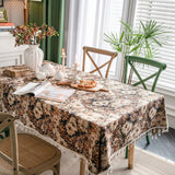 Toalha de Mesa Monet Floral - Jacquard - Bege