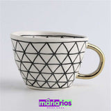 Caneca Geométrica - Preto e Branco - Artesanal