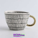 Caneca Grid - Preto e Branco - Artesanal