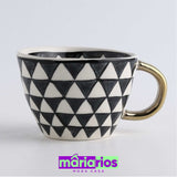 Caneca Geométrica Bold - Preto e Branco - Artesanal